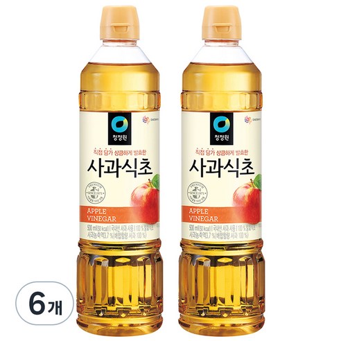 청정원 사과식초, 500ml, 6개