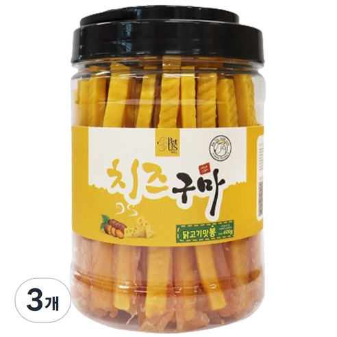 펫어스 강아지 치즈구마 봉, 닭고기, 600g, 3개