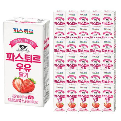 파스퇴르 딸기우유, 190ml, 24개