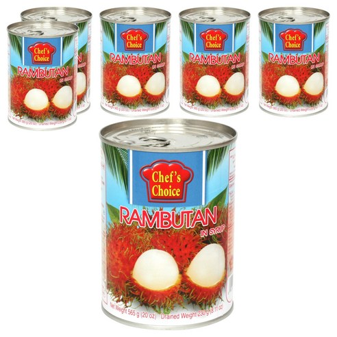 쉐프의초이스푸드 람부탄 과일 통조림, 565g, 6개