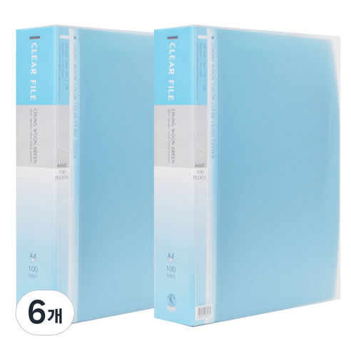 에코청운 PP 메탈장식 클리어파일 A4, 하늘, 6개