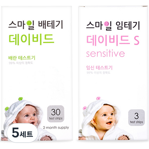 스마일랩 스마일 데이비드 배란테스트기 30p + 데이비드 S 임신테스트기 3p, 5세트, 30개입