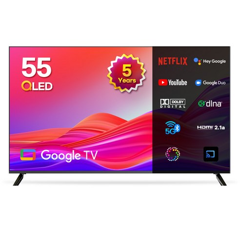 이노스 5년 무상AS 4K UHD QLED 구글 TV 55인치 티비, 138cm(55인치), 고객직접설치, 스탠드형, G55QLED