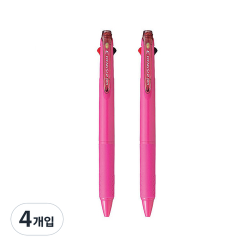 제트스트림 3색볼펜 0.38mm, 로즈핑크, 4개입