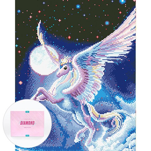 디클레어 액자 캔버스형 보석십자수 DIY 키트 40 x 50 cm, 1세트, 유니콘