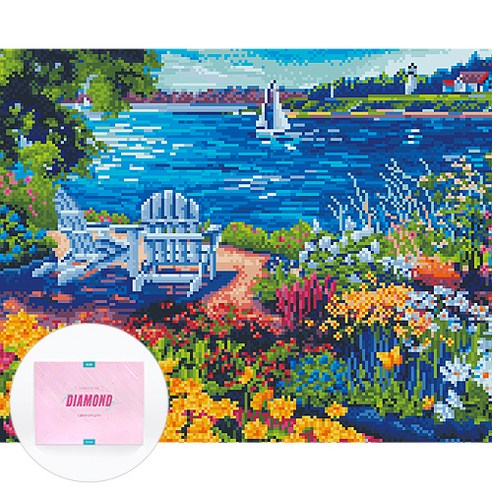 여름날의 꿈을 담은 예술, 디클레어 액자 캔버스형 보석십자수 DIY 키트 ‘여름 휴양지’ 여름보석십자수