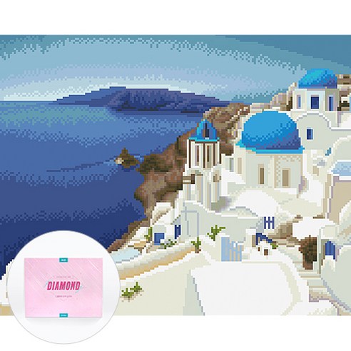 디클레어 액자 캔버스형 보석십자수 DIY 키트 40 x 50 cm, 산토리니의 아침, 1세트
