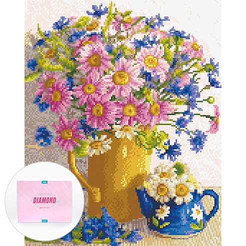 디클레어 액자 캔버스형 보석십자수 DIY 키트 40 x 50 cm, 1세트, 활짝핀 데이지