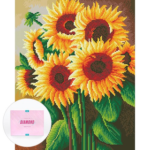 디클레어 액자 캔버스형 보석십자수 DIY 키트 40 x 50 cm, 썬플라워, 1세트