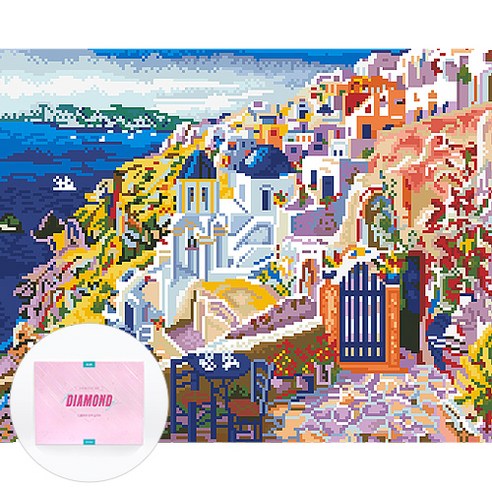 디클레어 액자 캔버스형 보석십자수 DIY 키트 40 x 50 cm, 1세트, 산토리니
