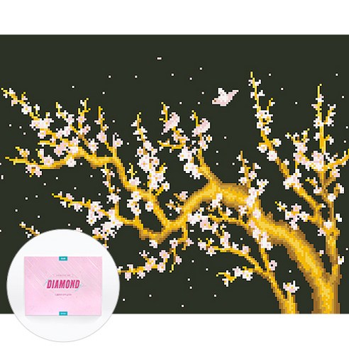 디클레어 액자 캔버스형 보석십자수 DIY 키트 40 x 50 cm, 벚꽃야경, 1세트