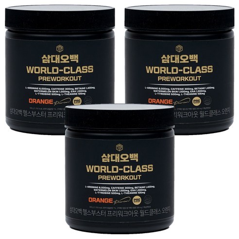 삼대오백 프리워크아웃 월드클래스 헬스부스터 오렌지, 300g, 3개