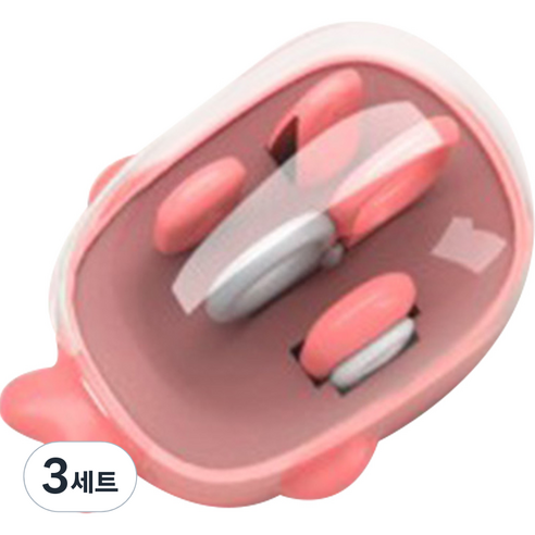 블루마켓 유아용 고래케이스 손톱깎이 세트, 핑크, 3세트
