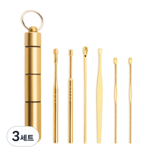 휴대용 스텐 귀이개 골드 6종 세트, 3세트