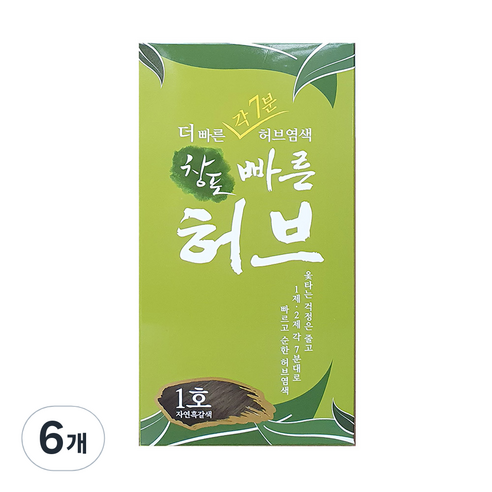 중외제약 창포 빠른허브 염색제, 1호 자연흑갈색, 6개