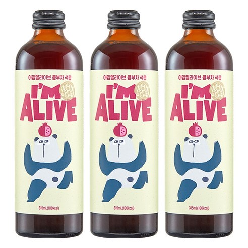 아임얼라이브 콤부차 유리병 석류, 315ml, 1개입, 3개