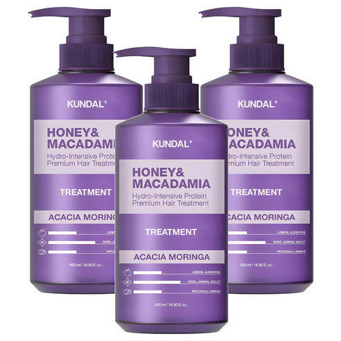 쿤달 허니 앤 마카다미아 헤어 트리트먼트 아카시아모링가향, 500ml, 3개