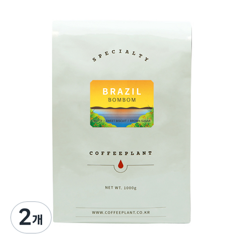 커피플랜트 브라질 봄봄 원두, 홀빈(분쇄안함), 1kg, 2개
