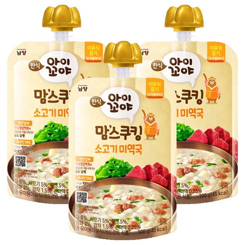 아이꼬야 유아용 맘스쿠킹 이유식 9개월부터, 100g, 3개, 소고기미역국