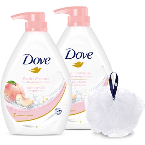 도브 화이트 피치 바디워시, 2개, 1L