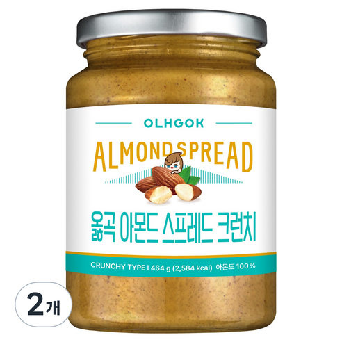 옳곡 아몬드 스프레드 크런치, 464g, 2개