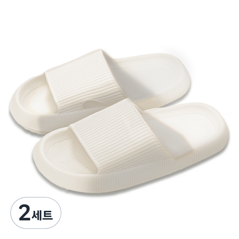 글랑앤 층간소음 슬리퍼 실내화 거실화, 화이트, 2세트