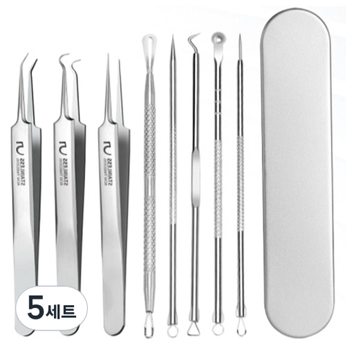 피니어스 스테인리스 블랙헤드 핀셋 8종 세트 A타입, 5세트