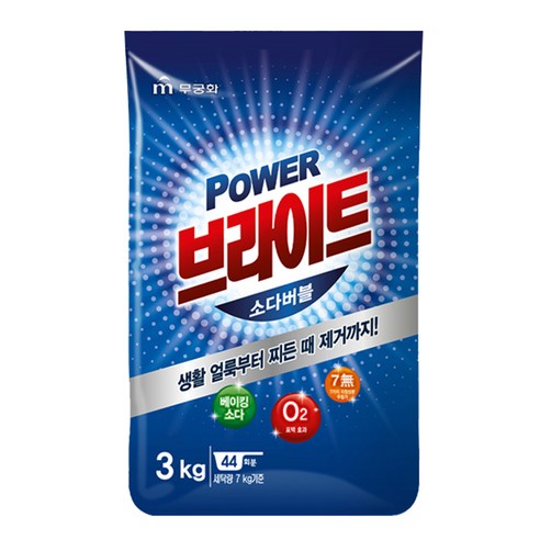 무궁화 파워 소다버블 브라이트 분말세제, 3kg, 1개