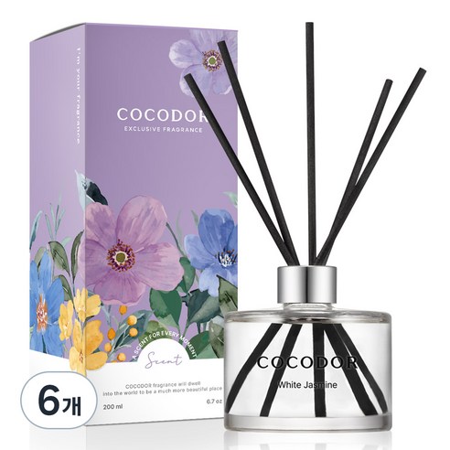코코도르 퍼퓸 디퓨저, 화이트쟈스민, 200ml, 6개