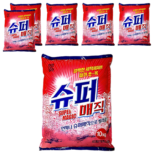 크린테크 슈퍼매직 분말세제 리필, 10kg, 6개