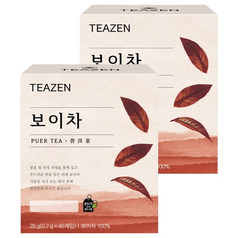 티젠 보이차, 0.7g, 40개입, 2개