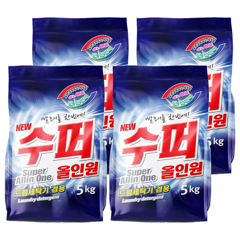 일신티엔씨 수퍼 올인원 세탁세제 리필, 5kg, 4개