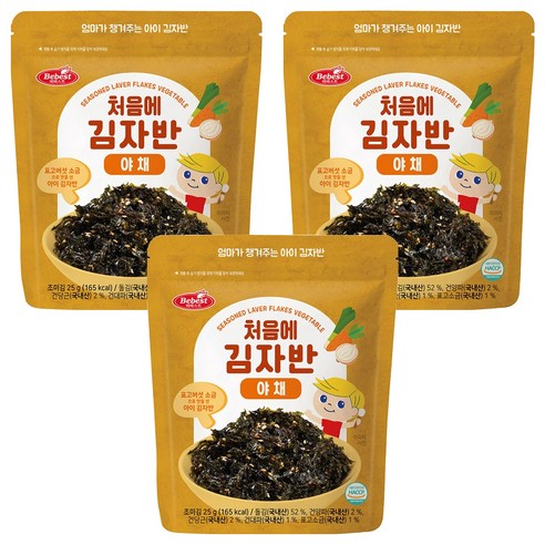 베베스트 유아용 처음에 김자반, 야채, 25g, 3개