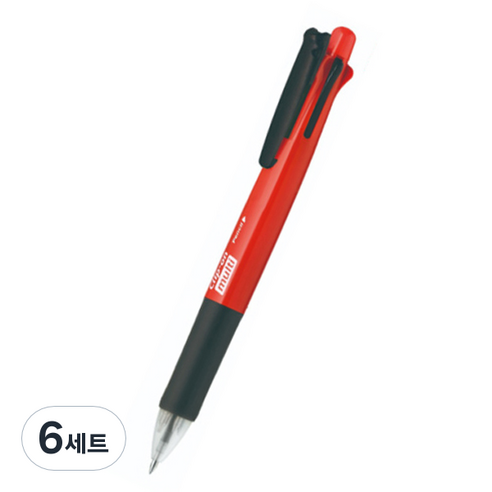 제브라 클립온 멀티 네온 4색 볼펜 0.7mm + 0.5mm 샤프 세트, 레드, 6세트