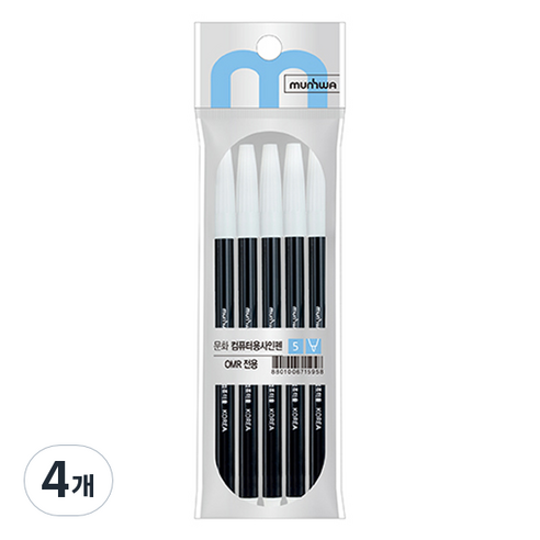 문화연필 컴퓨터용 사인펜 5p, 검정, 4개