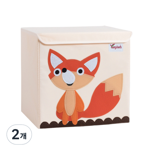 알럽홈 애니멀프린팅 패브릭 접이식 스툴, 여우, 2개