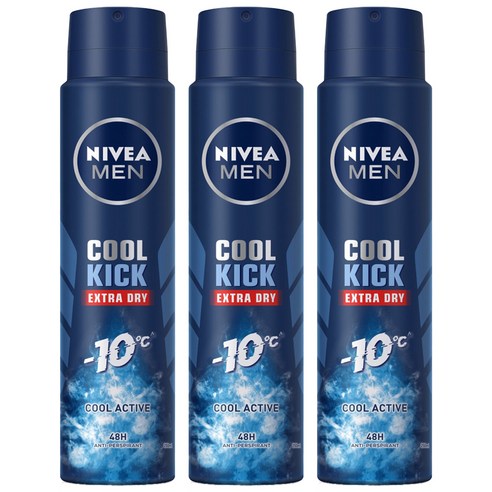 니베아 남성용 스프레이 쿨킥 데오드란트, 250ml, 3개