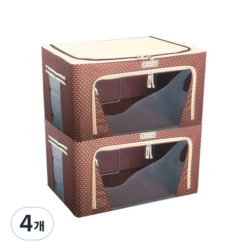 마이닝 모던 리빙박스 66L, 도트브라운, 4개