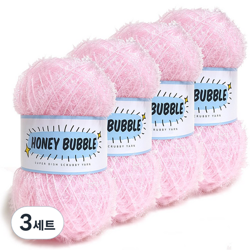 니뜨 허니 버블 수세미 뜨개실 90g + 무료 도안 세트, 13베이비핑크, 12개