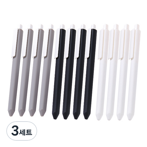 영아트 모노컬러펜 3종 x 4p, 그레이, 블랙, 화이트, 3세트