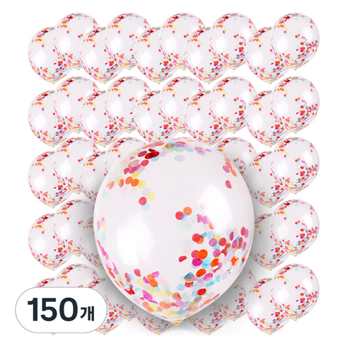 컨페티풍선 30cm, 무지개페이퍼, 150개