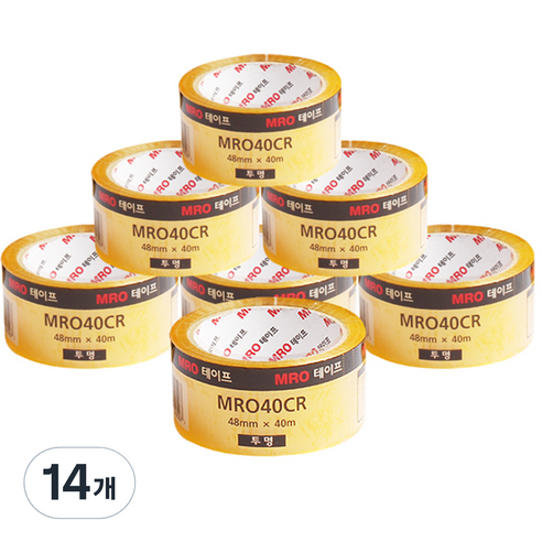 MRO 투명 박스테이프 48mm x 40m, 14개
