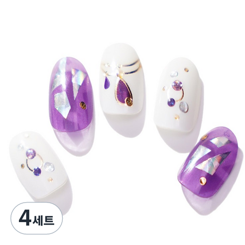 엔젤리 프리미엄 젤 네일 아트 스티커 세트, 4세트, 문라이트 퍼플