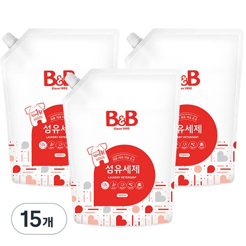 비앤비 섬유세제 리필, 1.5L, 15개