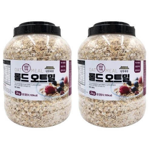 건강곡간 영양가득 롤드오트밀 통, 2kg, 2개