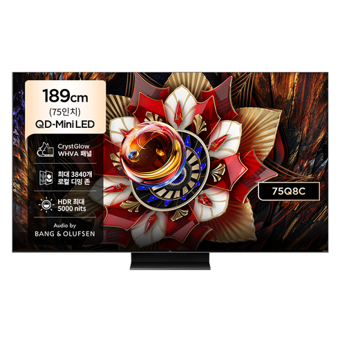 TCL 4K QD Mini LED 스마트 TV, 189cm(75인치), 75Q8C, 스탠드형, 방문설치