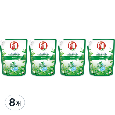 프릴 그린파워 알로에 베라 주방세제, 1L, 8개