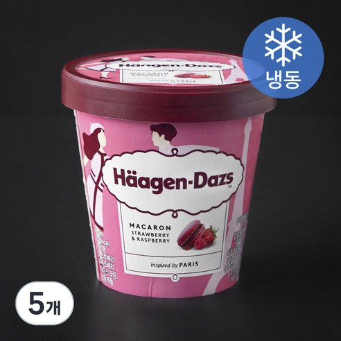 하겐다즈 마카롱 스트로베리 & 라즈베리 아이스크림 (냉동), 403ml, 1개입, 5개