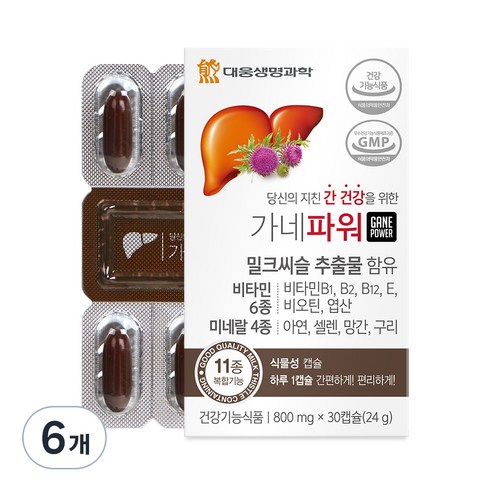 대웅생명과학 가네파워 밀크시슬, 30정, 6개