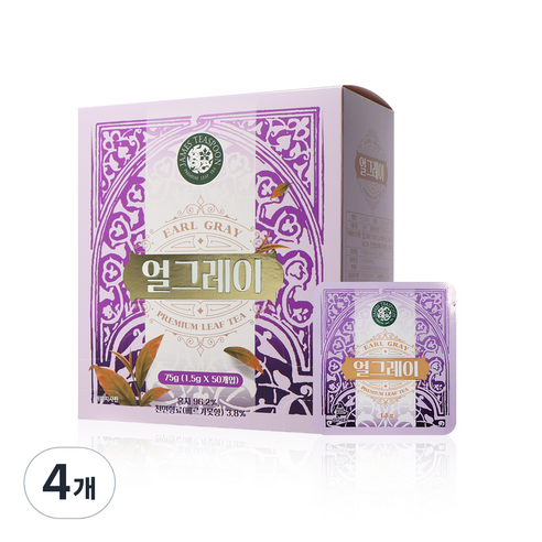 제임스티스푼 얼그레이 베르가못향 홍차, 1.5g, 50개입, 4개